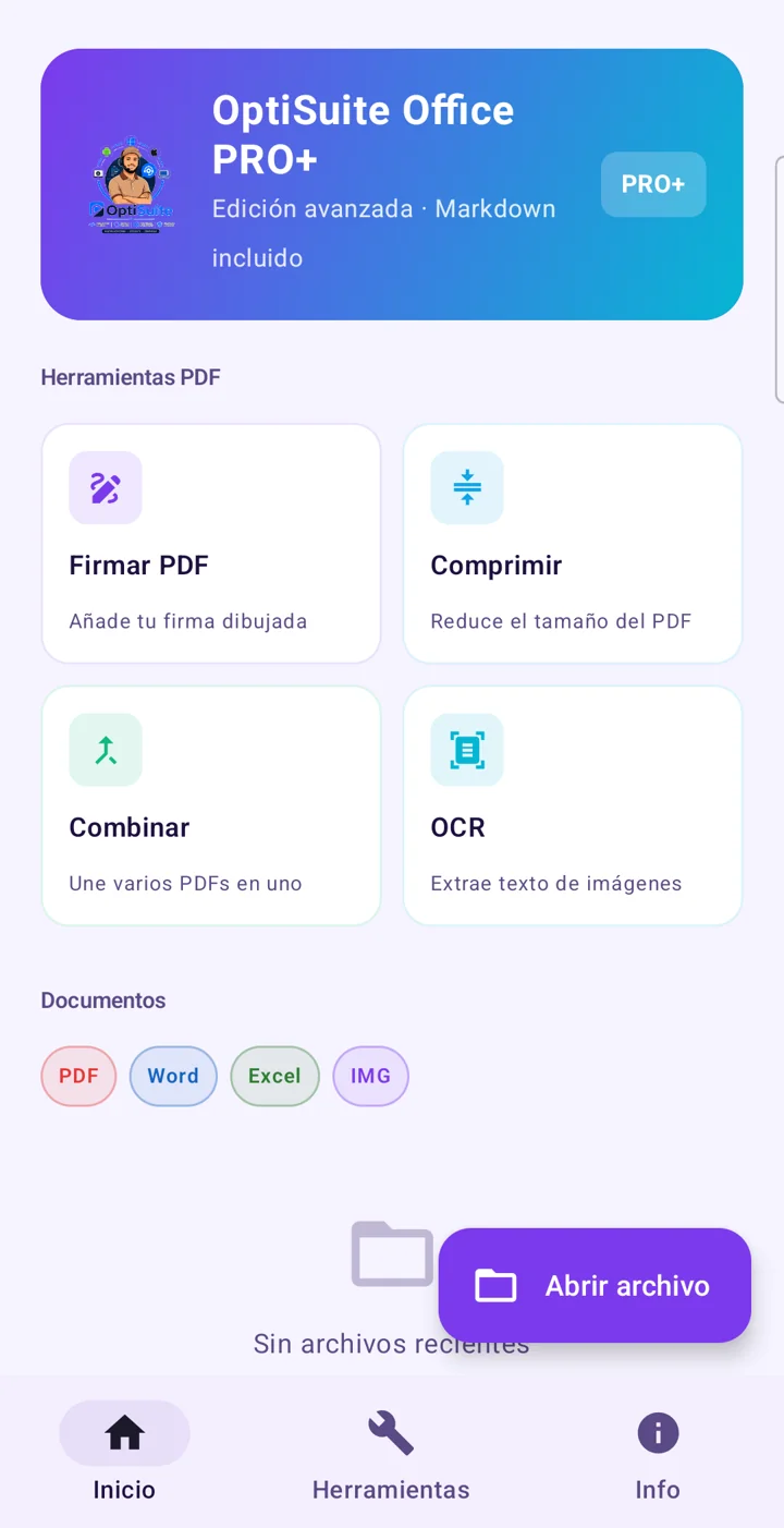 OptiSuite Office PRO+ — inicio