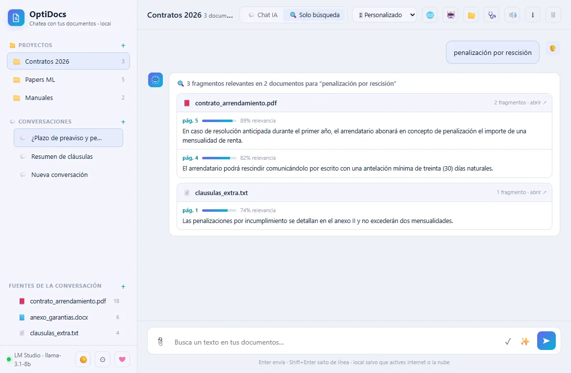 Búsqueda organizada en OptiDocs