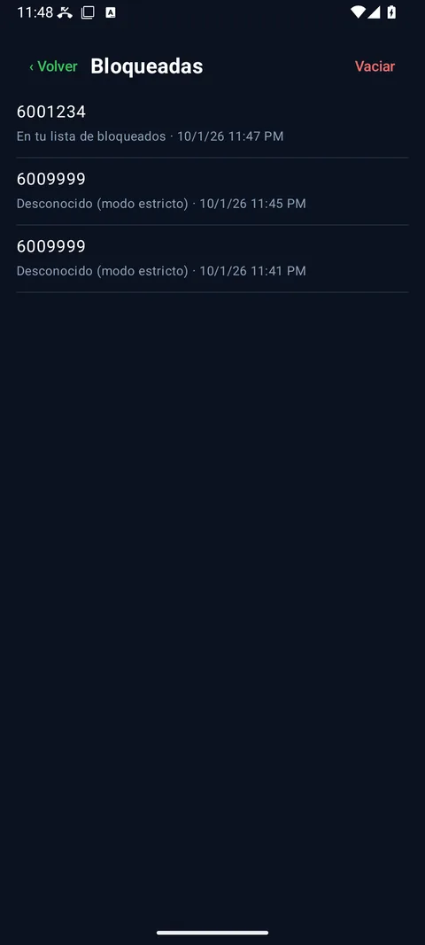 OptiLlamadas: registro de llamadas bloqueadas con el motivo