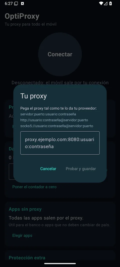 OptiProxy: pega tu proxy tal como te lo da tu proveedor