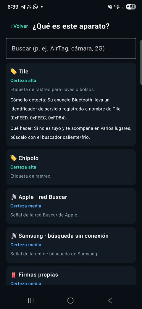 OptiRadar: biblioteca «¿Qué es este aparato?» con la certeza real de cada etiqueta