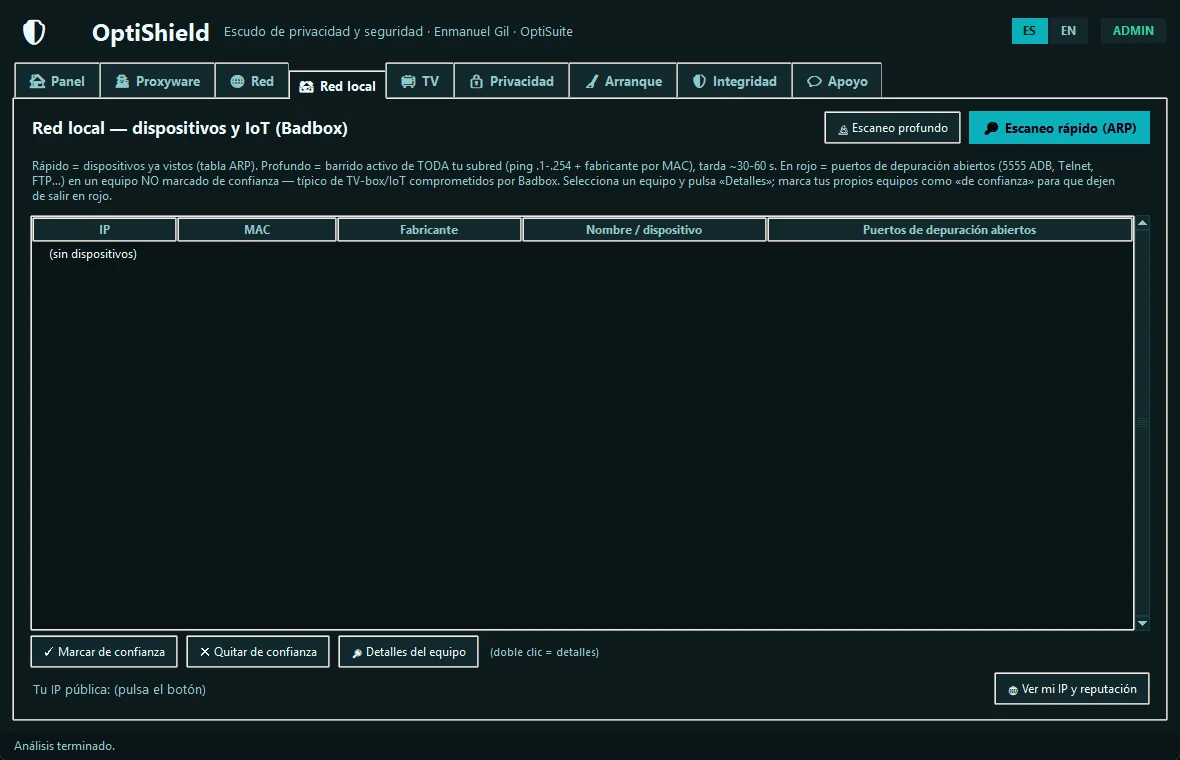 Red local e IoT (Badbox) de OptiShield