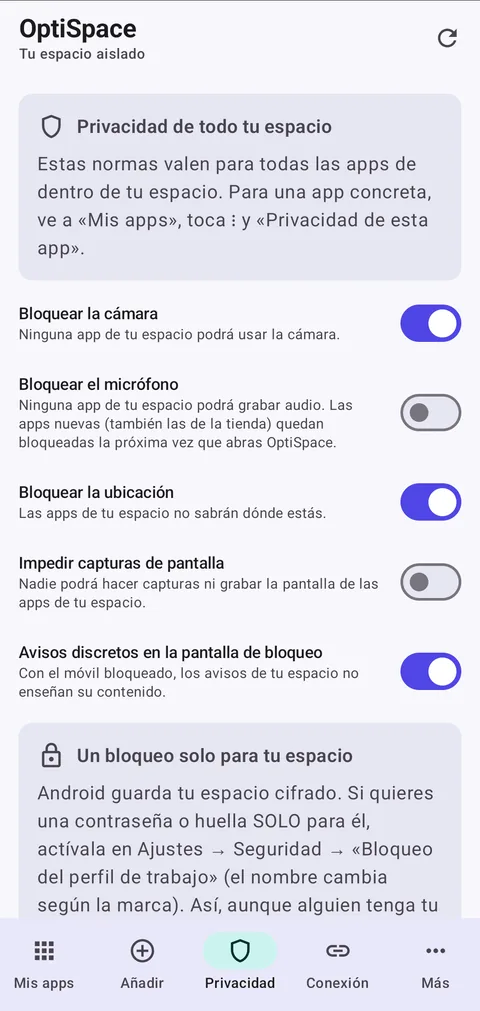 OptiSpace: privacidad de todo el espacio