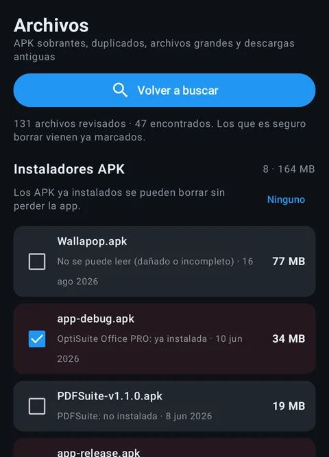 StorageCleaner: APK sobrantes y duplicados